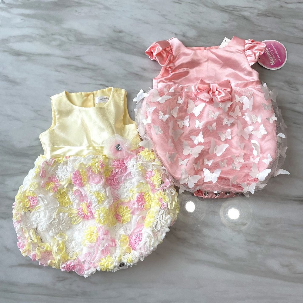 Lot of two new dresses 3-6 month spring summer floral butterfly easter